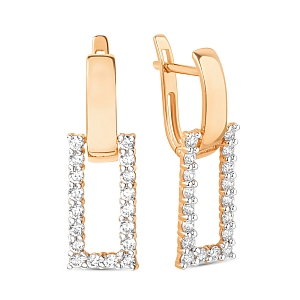 Серьги из красного золота с фианитами