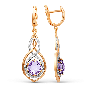 Серьги из красного золота с аметистами