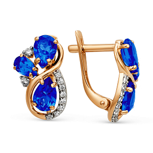 Серьги из красного золота с корундами