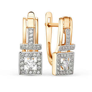 Серьги из красного золота с фианитами