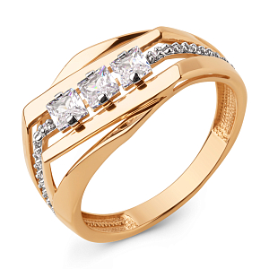 Кольцо из красного золота с фианитами