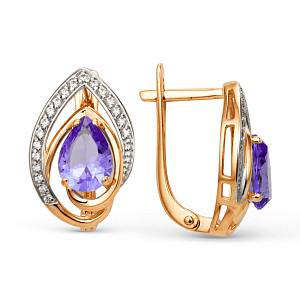 Серьги из красного золота с аметистами