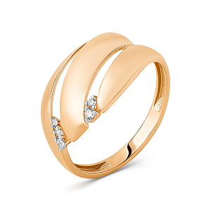 Кольцо из красного золота с фианитами