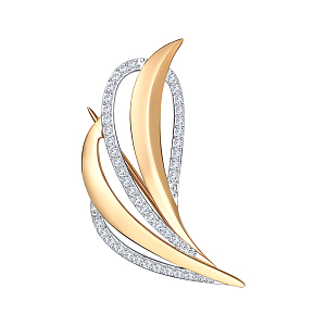 Брошь из красного золота с фианитами