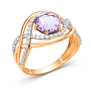 Кольцо из красного золота с аметистом