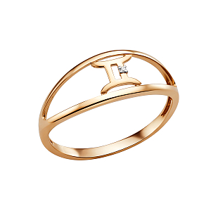 Кольцо из красного золота с фианитом