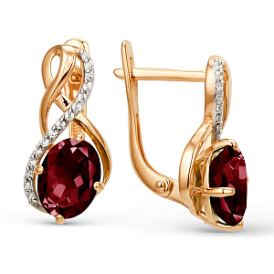 Серьги из красного золота с гранатами