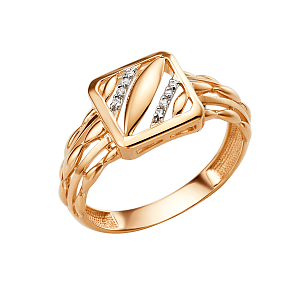 Кольцо из красного золота с фианитами