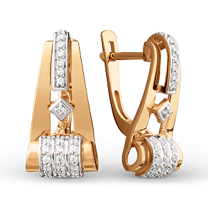 Серьги из красного золота с фианитами