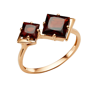 Кольцо из красного золота с гранатами