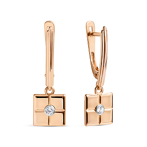 Серьги из красного золота с фианитами