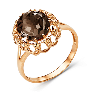 Кольцо из красного золота с раухтопазом