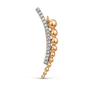 Брошь из красного золота с фианитами