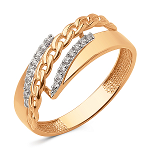 Кольцо из красного золота с фианитами