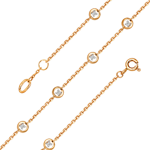 Браслет из красного золота с фианитами