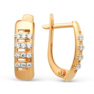 Серьги из красного золота с фианитами