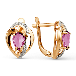 Серьги из красного золота с корундами