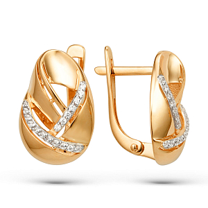 Серьги из красного золота с фианитами