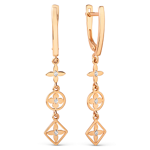 Серьги из красного золота с фианитами