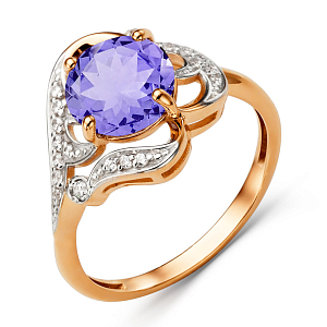 Кольцо из красного золота с аметистом