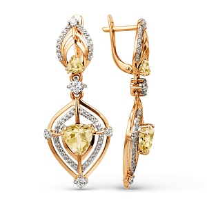 Серьги из красного золота с цитринами