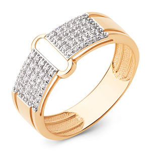 Кольцо из красного золота с фианитами