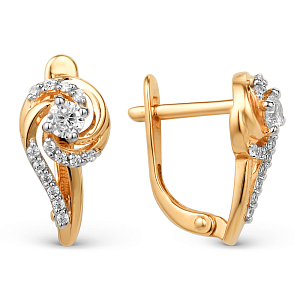 Серьги из красного золота с фианитами