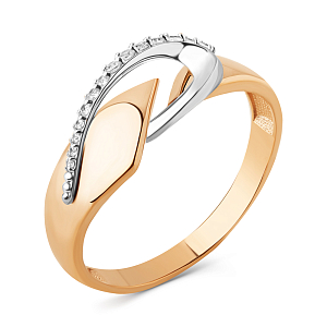 Кольцо из красного золота с фианитами