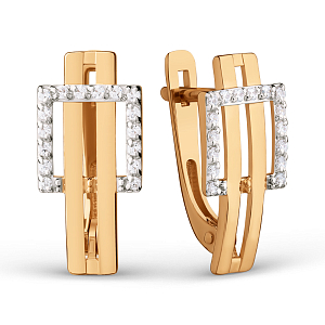 Серьги из красного золота с фианитами