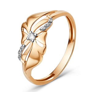 Кольцо из красного золота с фианитами