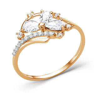 Кольцо из красного золота с фианитами