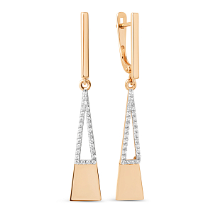 Серьги из красного золота с фианитами