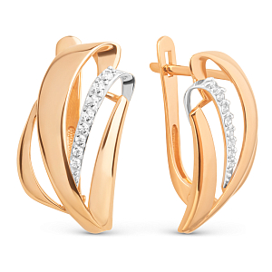 Серьги из красного золота с фианитами