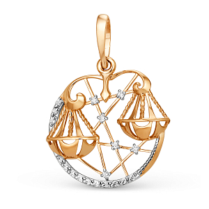 Подвеска из красного золота с фианитами