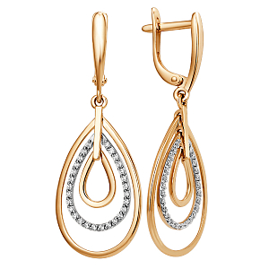 Серьги из красного золота с фианитами