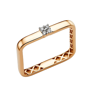 Кольцо из красного золота с фианитами