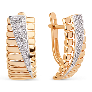 Серьги из красного золота с фианитами