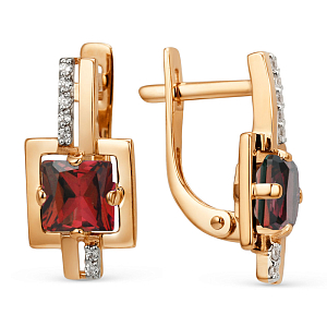 Серьги из красного золота с корундами