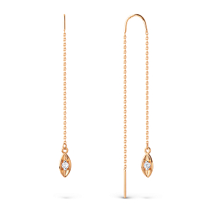 Серьги из красного золота с фианитами