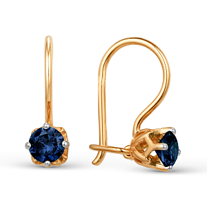 Серьги детские из красного золота с корундами