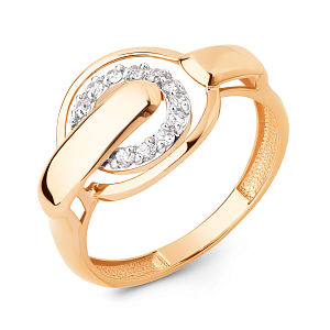 Кольцо из красного золота с фианитами