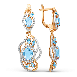 Серьги из красного золота с swiss топазами