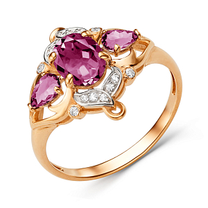 Кольцо из красного золота с корундами