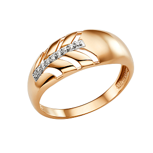 Кольцо из красного золота с фианитами