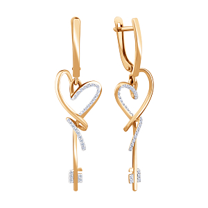 Серьги из красного золота с фианитами