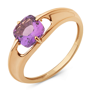 Кольцо из красного золота с аметистом