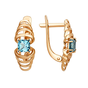 Серьги из красного золота с swiss топазами