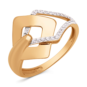 Кольцо из красного золота с фианитами