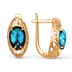 Серьги из красного золота с лондон топазами