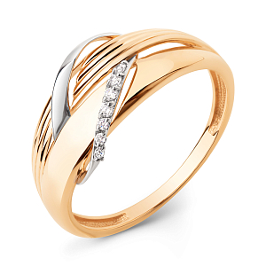 Кольцо из красного золота с фианитами